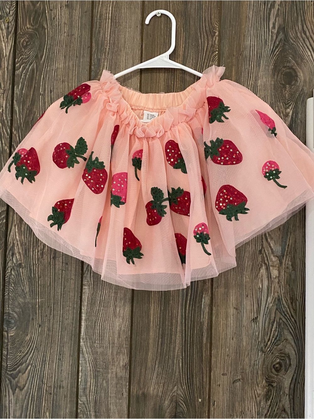Pink Strawberry Tulle Skirt for Kids